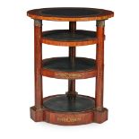 Y REGENCY ROSEWOOD, LEATHER, AND GILT METAL MOUNTED ETAGERE EARLY 19TH CENTURY