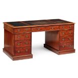 GEORGIAN STYLE MAHOGANY PEDESTAL DESK LATE 19TH CENTURY