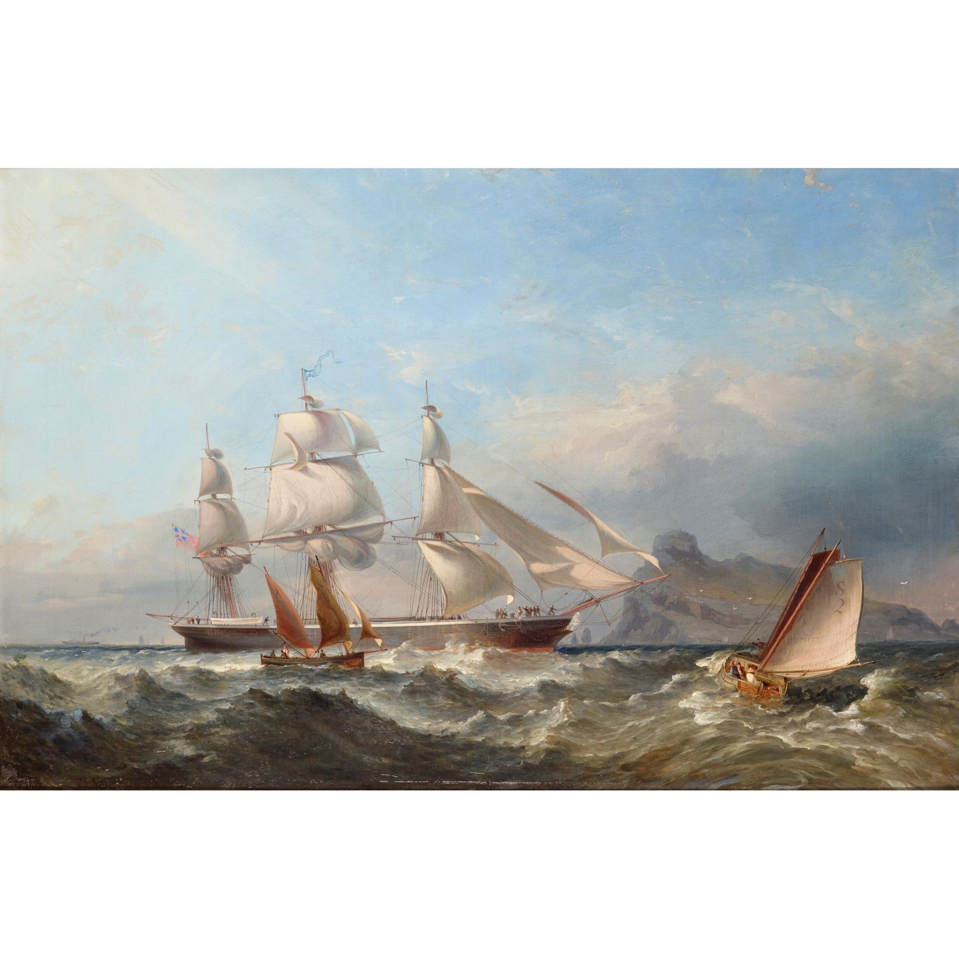 JAMES HARRIS OF SWANSEA (BRITISH 1810-1887) PICKING UP THE PILOT OFF WORMS HEAD