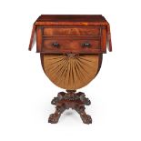 Y WILLIAM IV ROSEWOOD AND AMBOYNA WORK TABLE EARLY 19TH CENTURY