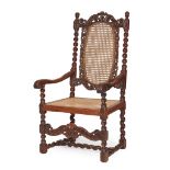 WILLIAM AND MARY STYLE WALNUT ARMCHAIR 19TH CENTURY
