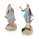 PAIR OF MEISSEN FIGURES OF A SHEPHERD AND SHEPHERDESS MID 19TH CENTURY