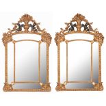 PAIR OF LOUIS XIV STYLE GILTWOOD AND EBONISED MIRRORS 19TH CENTURY