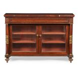 Y GEORGE IV ROSEWOOD AND BRASS MOUNTED LOW BOOKCASE, OF ROYAL INTEREST EARLY 19TH CENTURY