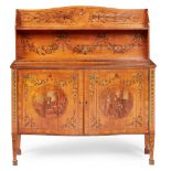 SHERATON REVIVAL PAINTED SATINWOOD CREDENZA LATE 19TH CENTURY