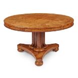 FINE WILLIAM IV BURR ELM CENTRE TABLE EARLY 19TH CENTURY