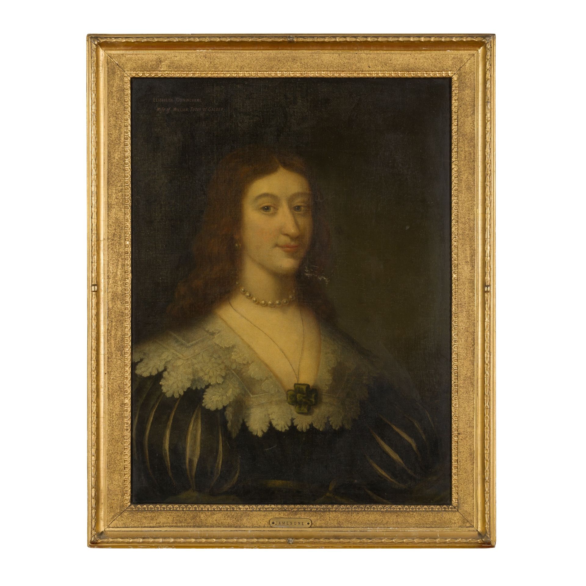 MANNER OF GEORGE JAMESONE HALF LENGTH PORTRAIT OF A LADY WITH LACE COLLAR - Image 2 of 3
