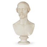 WHITE STATUARY MARBLE BUST OF A GENTLEMAN MID 19TH CENTURY