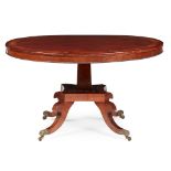 Y REGENCY MAHOGANY , ROSEWOOD, AND BRASS INLAID BREAKFAST TABLE EARLY 19TH CENTURY