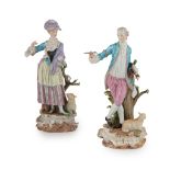 PAIR OF MEISSEN FIGURES OF A SHEPHERD AND SHEPHERDESS SECOND HALF 19TH CENTURY