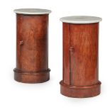 MATCHED PAIR OF VICTORIAN MARBLE TOPPED POT CUPBOARDS. ONE BY HOLLAND & SONS SECOND HALF 19TH