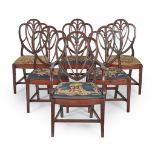 SET OF SIX GEORGE III SHIELD-BACK DINING CHAIRS LATE 18TH CENTURY