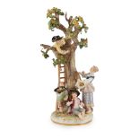 MEISSEN FIGURE GROUP OF APPLE PICKERS LATE 19TH CENTURY