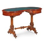 VICTORIAN WALNUT KIDNEY SHAPED LADY'S WRITING TABLE MID 19TH CENTURY