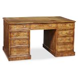 FINE GEORGE III STYLE WALNUT PEDESTAL DESK 19TH CENTURY