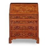 SHERATON REVIVAL MAHOGANY AND SATINWOOD INLAID BUREAU EARLY 20TH CENTURY