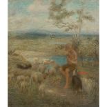 EDWARD STOTT A.R.A., N.E.A.C. (BRITISH 1859-1918) THE PIPING SHEPHERD BOY