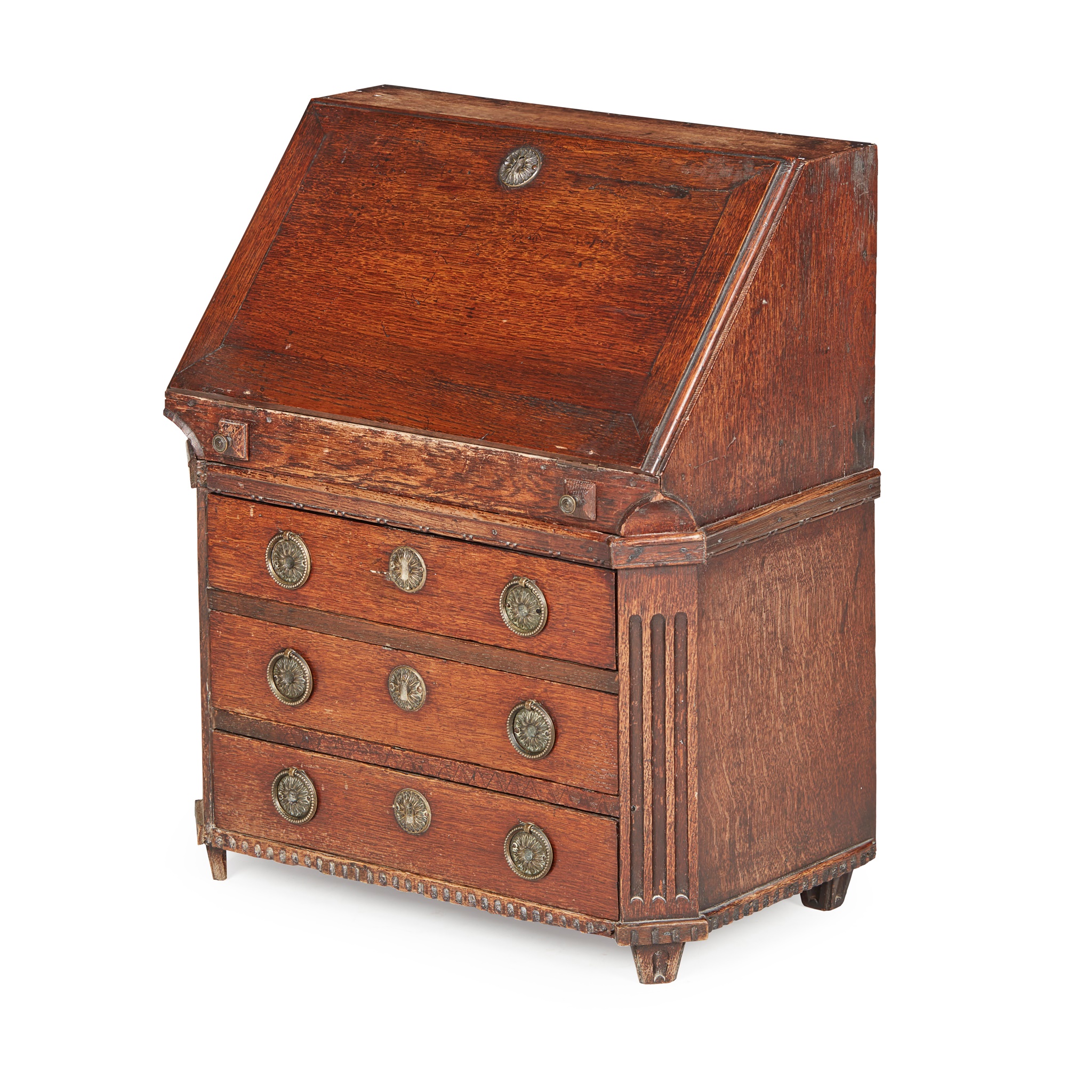 APPRENTICE MADE MINIATURE OAK BUREAU 18TH CENTURY