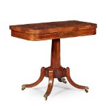 Y REGENCY ROSEWOOD AND BRASS INLAID CARD TABLE EARLY 19TH CENTURY