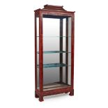 LARGE RED SIMULATED LACQUER MIRRORED DISPLAY CABINET, BY WHYTOCK & REID 20TH CENTURY