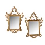 PAIR OF ROCOCO STYLE GILTWOOD MIRRORS 20TH CENTURY