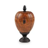 GEORGE III STAINED FRUITWOOD MELON-FORM TEA CADDY LATE 18TH CENTURY