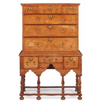 QUEEN ANNE ELM AND INLAID CHEST-ON-STAND EARLY 18TH CENTURY