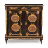 LOUIS PHILIPPE EBONISED, GILT AND PATINATED BRONZE MARBLE TOPPED MEUBLE D'APPUI, STAMPED BEFORT