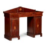 REGENCY MAHOGANY INLAID PEDESTAL SIDEBOARD 19TH CENTURY