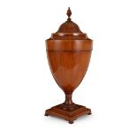 GEORGIAN STYLE MAHOGANY AND INLAID CUTLERY URN LATE 19TH CENTURY