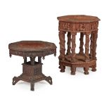 TWO INDIAN CARVED HARDWOOD TABLES LATE 19TH CENTURY
