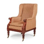 WILLIAM IV MAHOGANY WING ARMCHAIR EARLY 19TH CENTURY