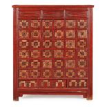 CHINESE RED PAINTED APOTHECARY CABINET 19TH CENTURY