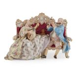 MEISSEN PORCELAIN FIGURAL GROUP OF TWO MUSICIANS LATE 19TH/ EARLY 20TH CENTURY