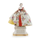 MEISSEN FIGURE OF THE LADY OF MOPSORDEN 20TH CENTURY