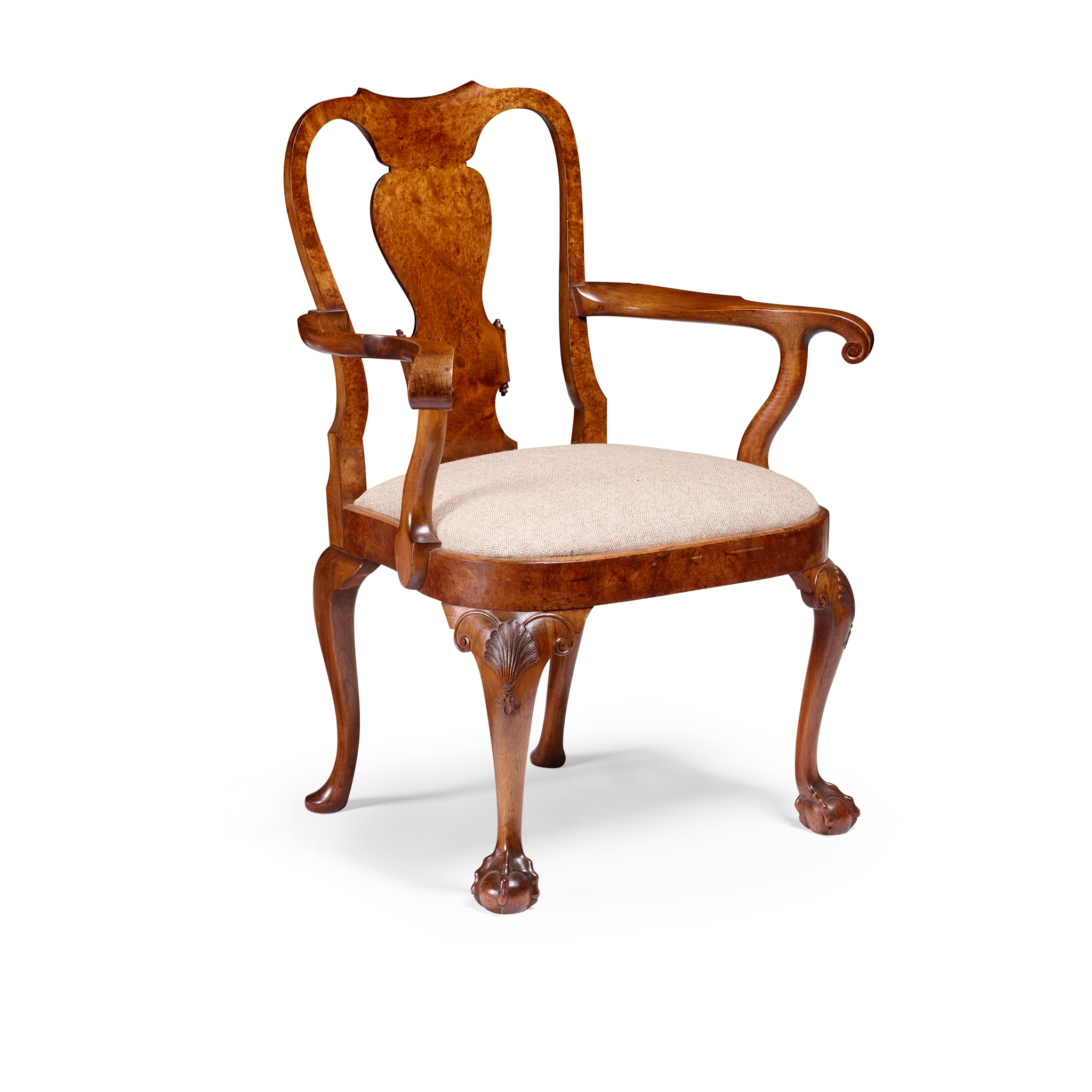 GEORGE II STYLE WALNUT AND BURR WALNUT 'MASTER'S' ARMCHAIR, IN THE MANNER OF GILES GRENDEY EARLY - Image 2 of 2