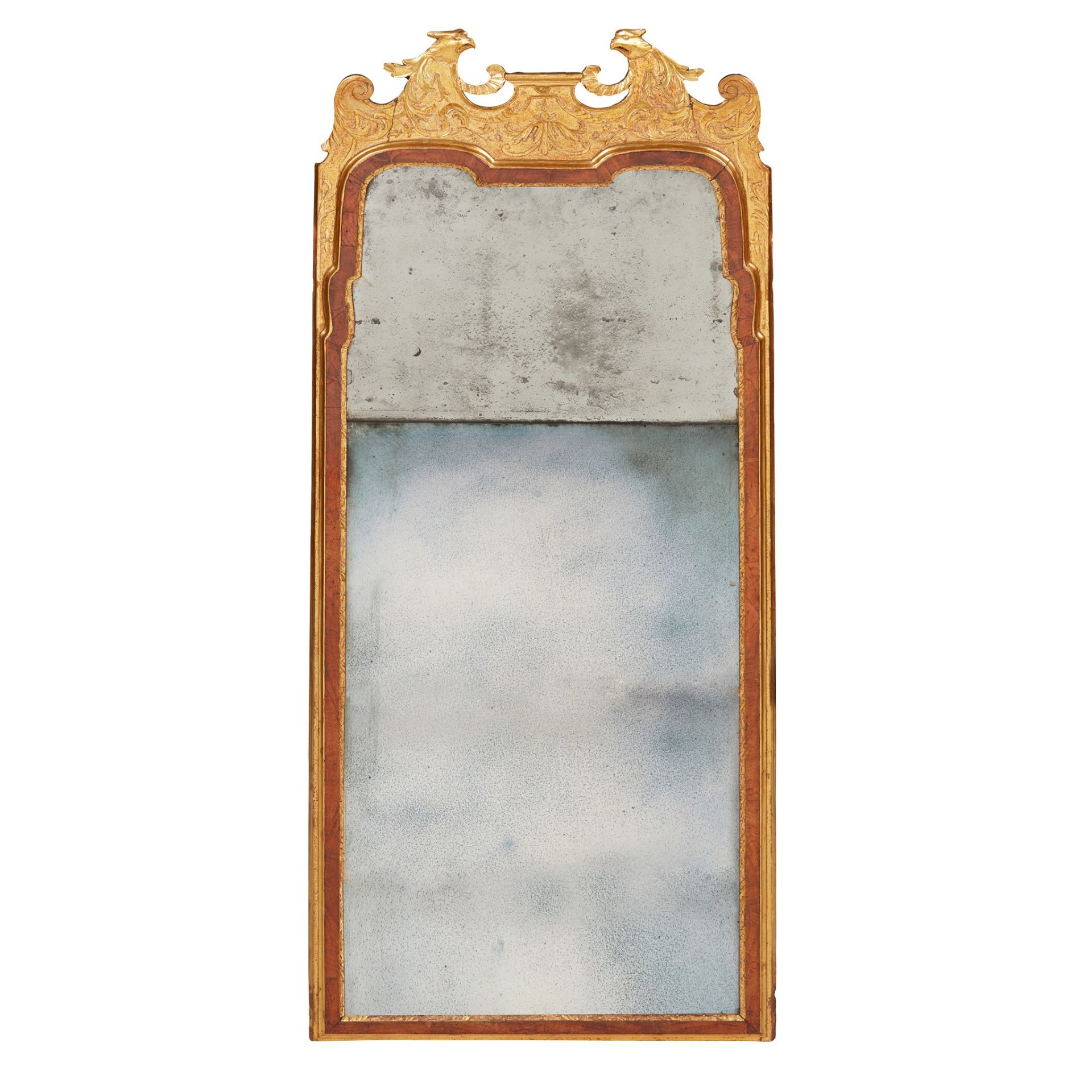 FINE GEORGE I WALNUT AND PARCEL-GILT PIER MIRROR EARLY 18TH CENTURY