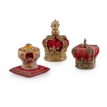 THREE VICTORIAN NOVELTY CROWN DESK ITEMS 19TH CENTURY