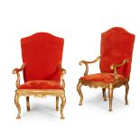 PAIR OF VENETIAN CARVED GILTWOOD ARMCHAIRS 19TH CENTURY