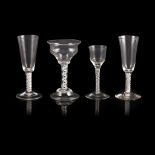 FOUR GEORGIAN OPAQUE-TWIST STEM GLASSES MID-LATE 18TH CENTURY