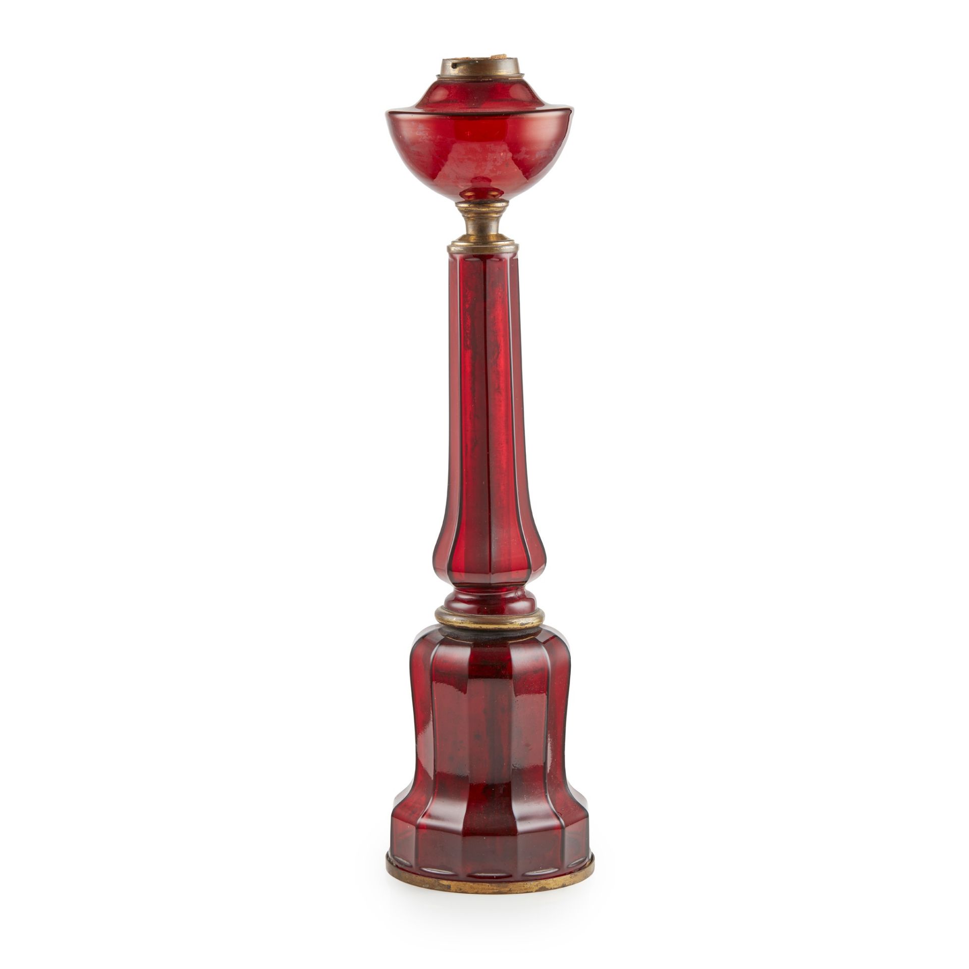 RUBY GLASS PARAFFIN LAMP BASE 19TH CENTURY