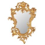 FRENCH ROCOCO STYLE GILT METAL MIRROR LATE 19TH CENTURY