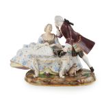 MEISSEN FIGURE OF A CAVALIER AND LADY MID 19TH CENTURY
