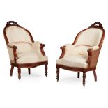 PAIR OF EARLY VICTORIAN MAHOGANY ARMCHAIRS MID 18TH CENTURY