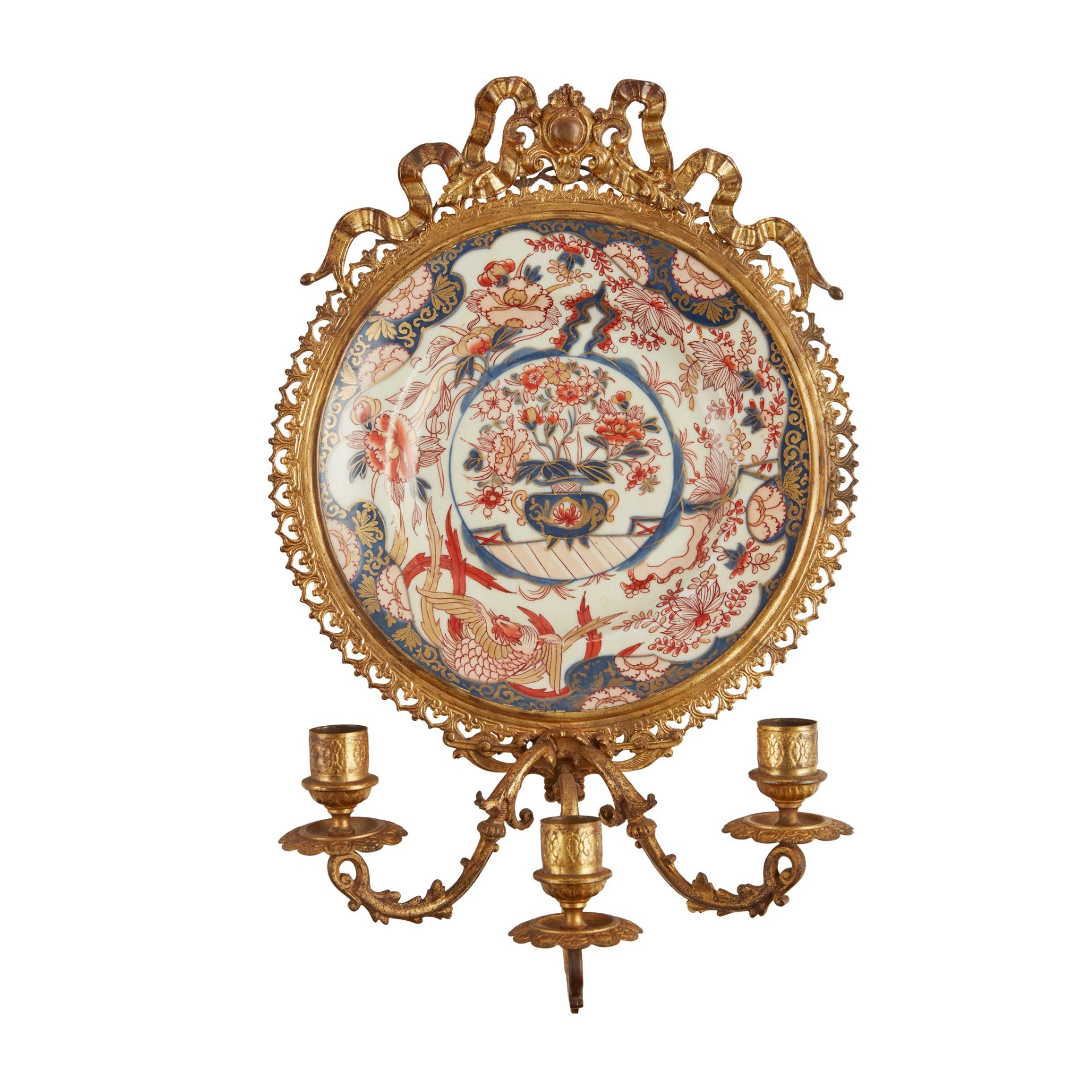 PAIR OF IMARI AND GILT METAL WALL GIRANDOLES 19TH CENTURY - Image 2 of 2