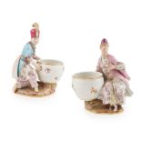 PAIR OF MEISSEN FIGURAL SALTS LATE 19TH CENTURY