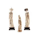 PAIR OF CHINESE CARVED IVORY FIGURES OF AN EMPEROR AND EMPRESS, LATE 19TH/ EARLY 20TH CENTURY