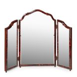 Y QUEEN ANNE STYLE RED TORTOISESHELL TRIPLE DRESSING TABLE MIRROR EARLY 20TH CENTURY