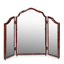 Y QUEEN ANNE STYLE RED TORTOISESHELL TRIPLE DRESSING TABLE MIRROR EARLY 20TH CENTURY