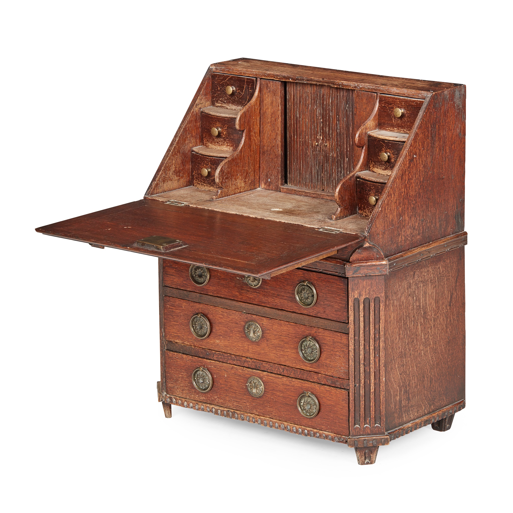 APPRENTICE MADE MINIATURE OAK BUREAU 18TH CENTURY - Image 2 of 2